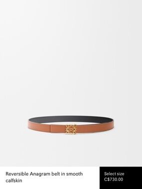 No Offers - Loewe Reversible Tan Black Leather Belt Gold Anagram Buckle